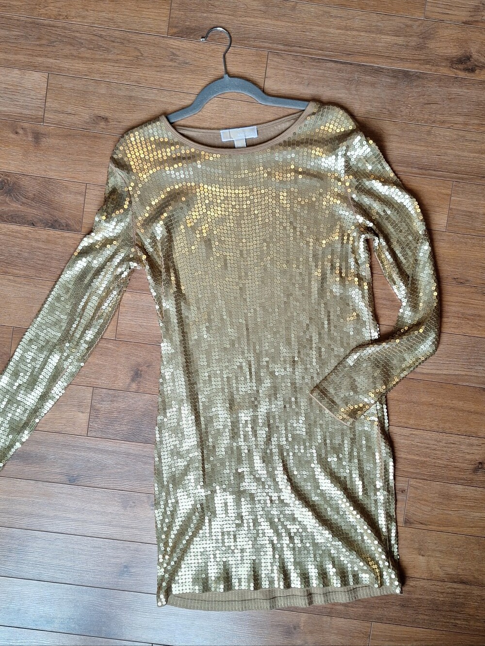 MICHAEL Michael Kors Gold Sequin Long Sleeve Dress Size Large